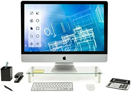 ! Glass Desktop Monitor Stand Riser, 22", 44 lbs