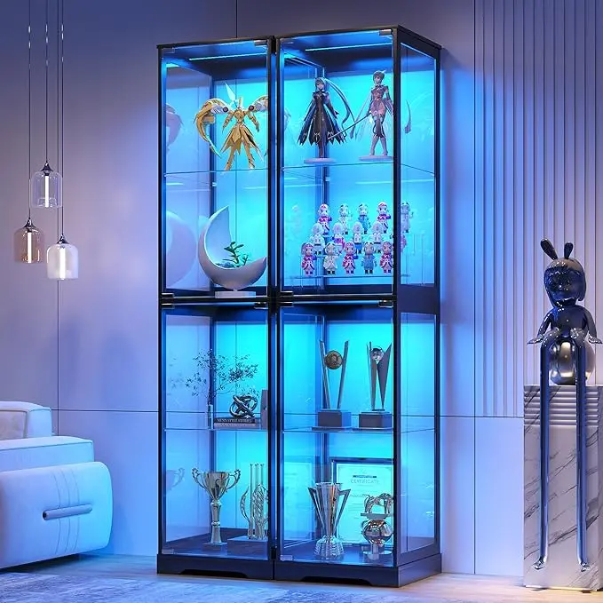 Glass Display Cabinet with Doors, Bookcase