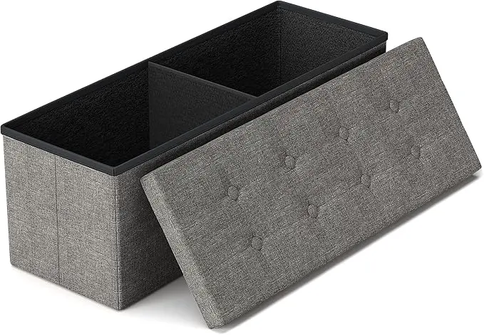 GLAXYFUR 43.3 inches Folding Storage Ottoman Bench Storage Chest Footrest