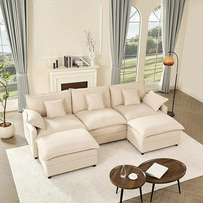 GOSUHI 108" U Shaped Couch, Modular Sectional Sofa, 3-Seater Comfy Cloud Couch