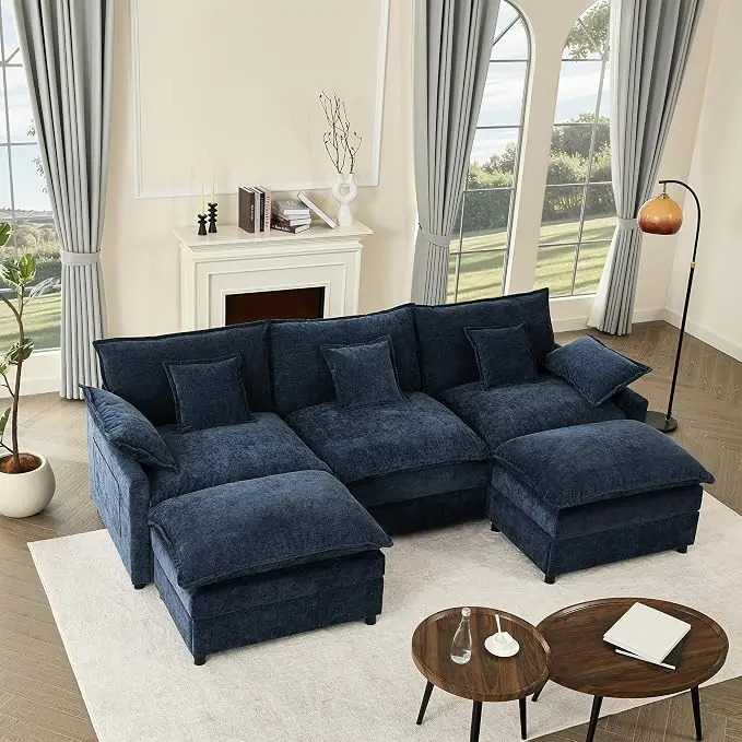 GOSUHI 108" U Shaped Couch, Modular Sectional Sofa, 3-Seater Comfy Cloud Couch