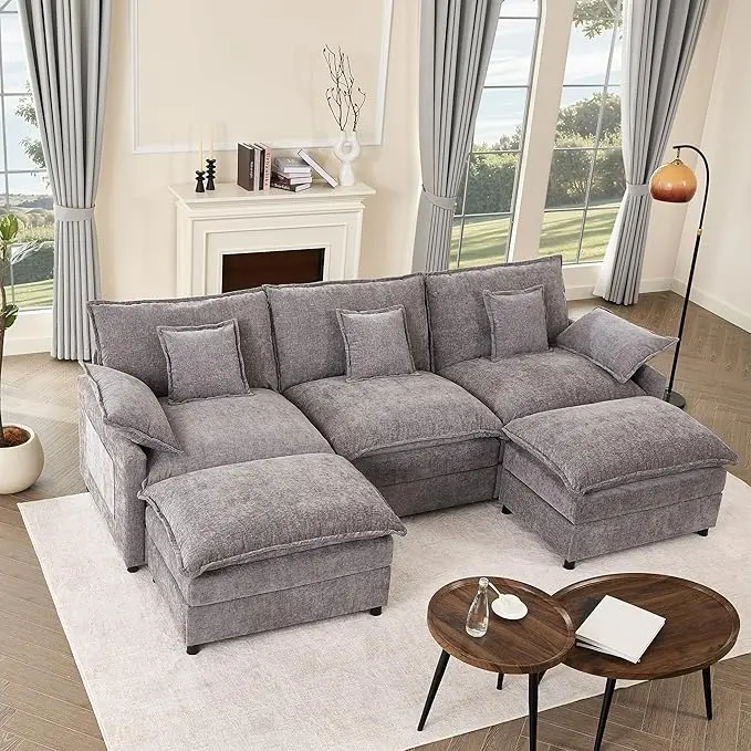 GOSUHI 108" U Shaped Couch, Modular Sectional Sofa, 3-Seater Comfy Cloud Couch