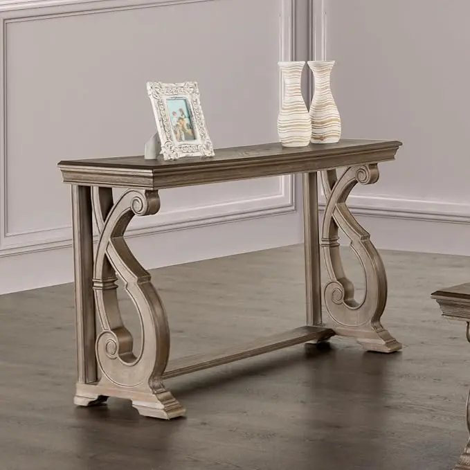 GOWE Traditional Style Sofa Table Solid Wood Structure Curved Scroll Legs
