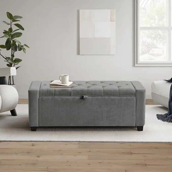 GRAINELL Storage Ottoman Bench, Upholstered Tufted Bedroom Bench