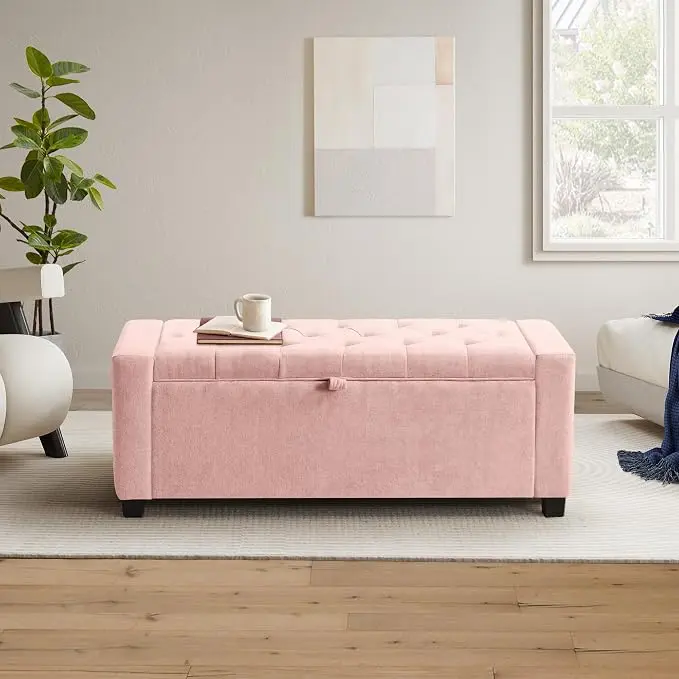 GRAINELL Storage Ottoman Bench, Upholstered Tufted Bedroom Bench