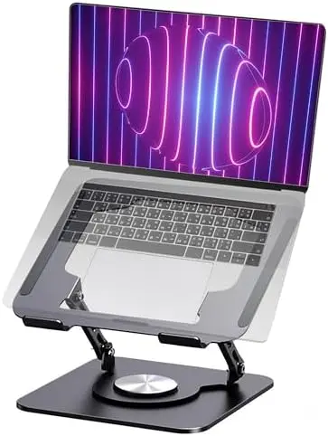 Grey 360° Rotating Foldable Adjustable Laptop Stand, Fits Up to 16 Inches
