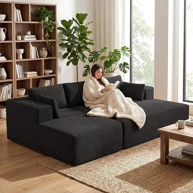 GRUSIGN 106" Oversized Sectional Boneless Sleeper Sofa Bed Couches