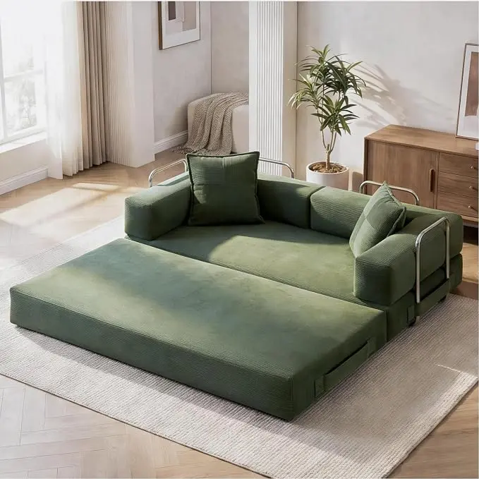 GRUSIGN 78 Inch Convertible Sofa Bed, 5-in-1 Futon Sofa Bed Pull Out Couch