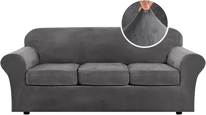 H.VERSAILTEX 4 Pieces Thick Velvet Sofa Covers Couch Covers