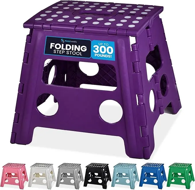 Handy Laundry Folding Step Stool 13 Inch – Sturdy Plastic Foldable Step Stool