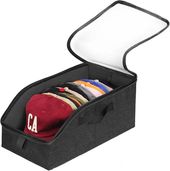 Hat Organizer for Baseball Caps, Hat Storage Box, Black | 1Pcs | Clear Window, Space Saving and Easy to Store