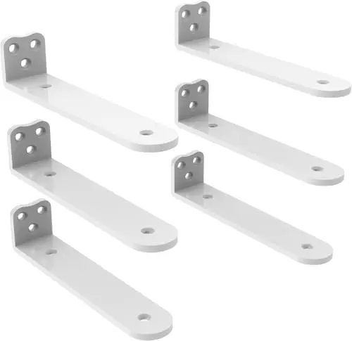 Heavy Duty Floating Shelf Brackets, 1/4 in Thick 8 in 6Pack White