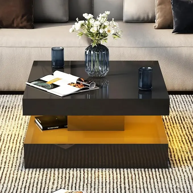 HedoAjim Black LED Coffee Table