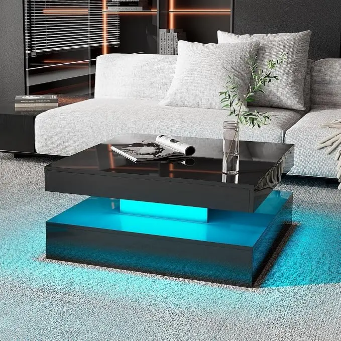 HedoAjim Black LED Coffee Table