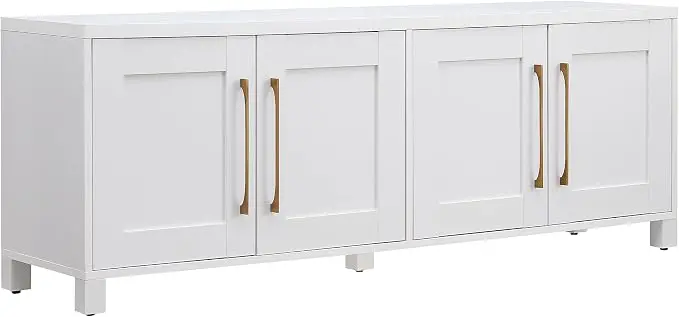 Henn&Hart Rectangular TV Stand for TV's up to 80" in White, TV Stands for the