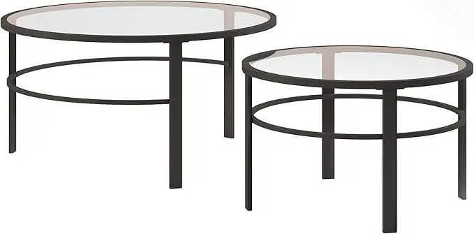 Henn&Hart Round Nested Coffee Table in Blackened Bronze, Coffee Table coffee