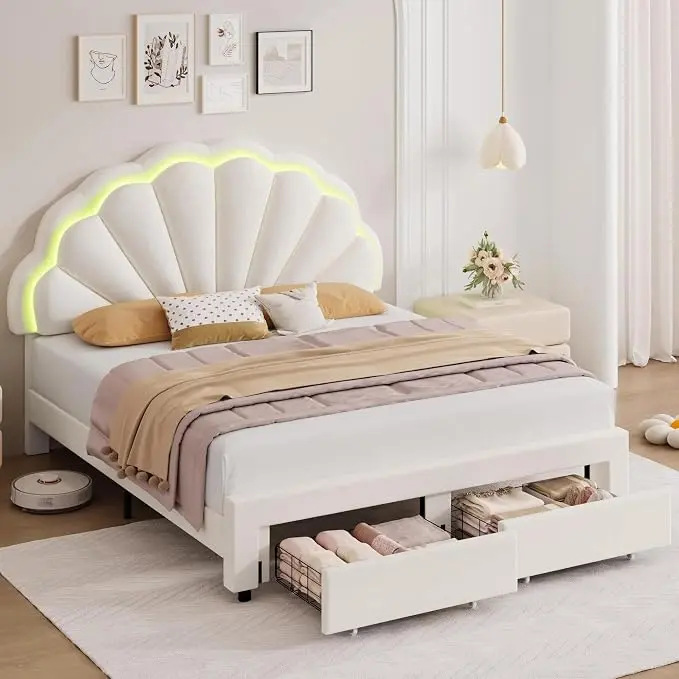 HIFIT Queen Upholstered Smart LED Bed Frame