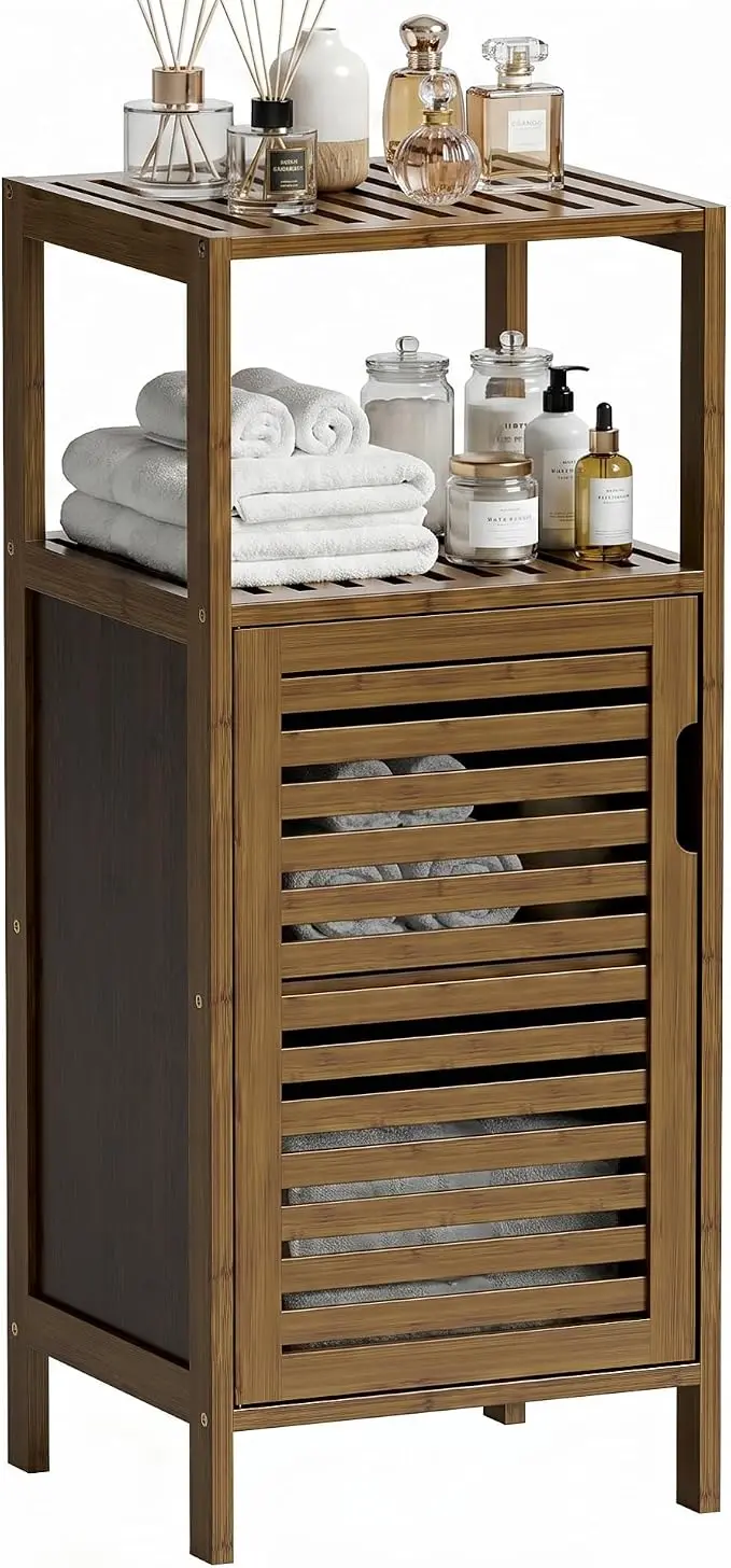 HITNET Bathroom Cabinet, Bamboo Floor Cabinet Free Standing, 4 Tier Sofa Side