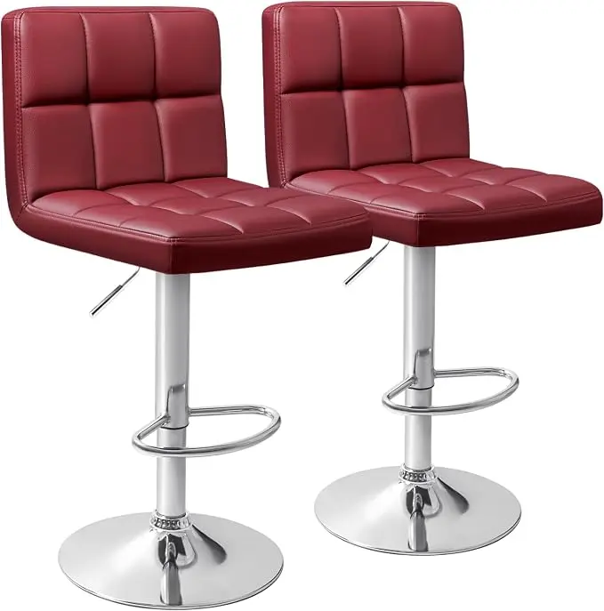 Homall Bar Stools Modern PU Leather Adjustable Swivel Barstools, Armless