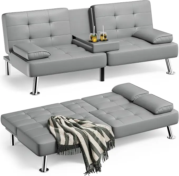 Homall Futon Sofa Bed, Leather Futon Couch