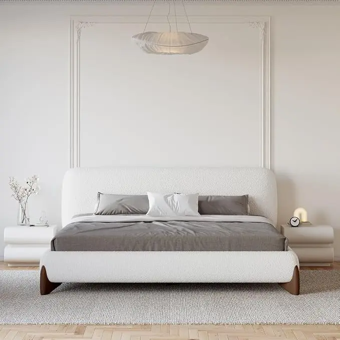 homary 3-Pieces Bedroom Sets King Size Upholstered Bed Frame