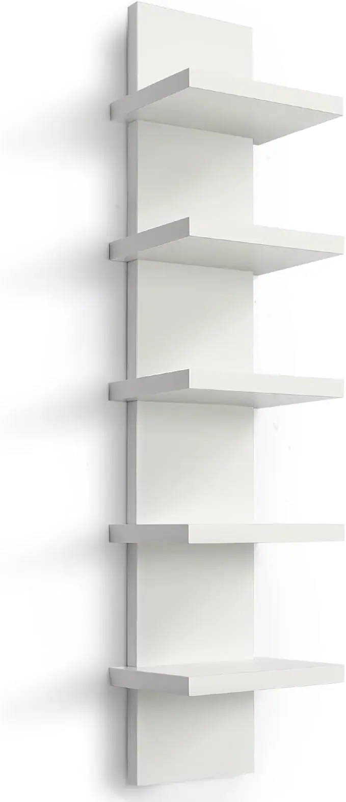 Homaterial 5 Tier Wall Shelf Unit, Small White Vertical Floating Shelf-Narrow