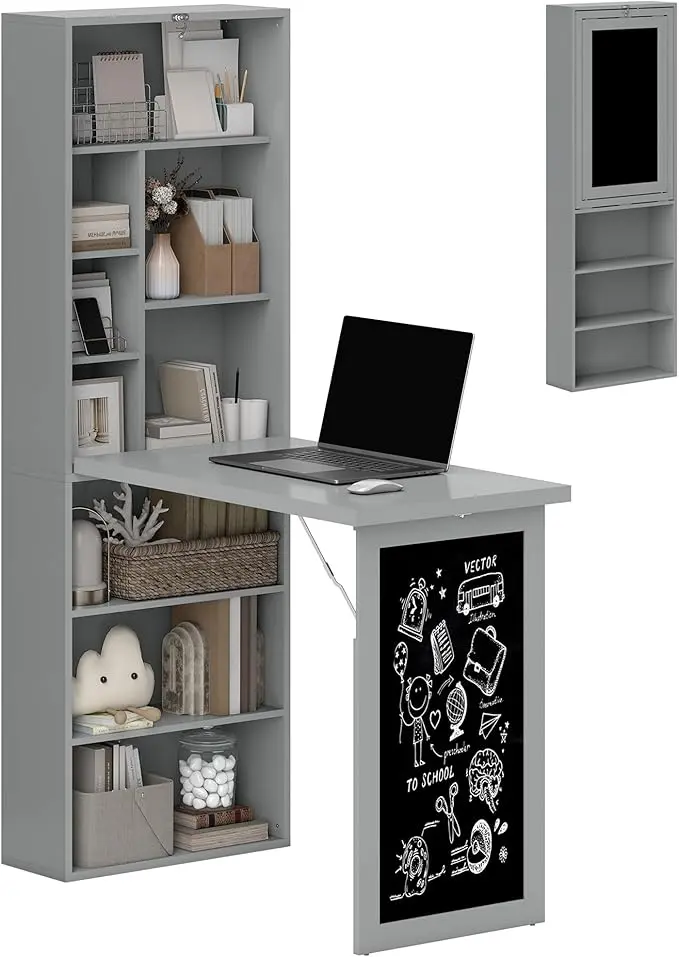 HOMCOM Fold-Out Convertible Writing Table, Computer Desk