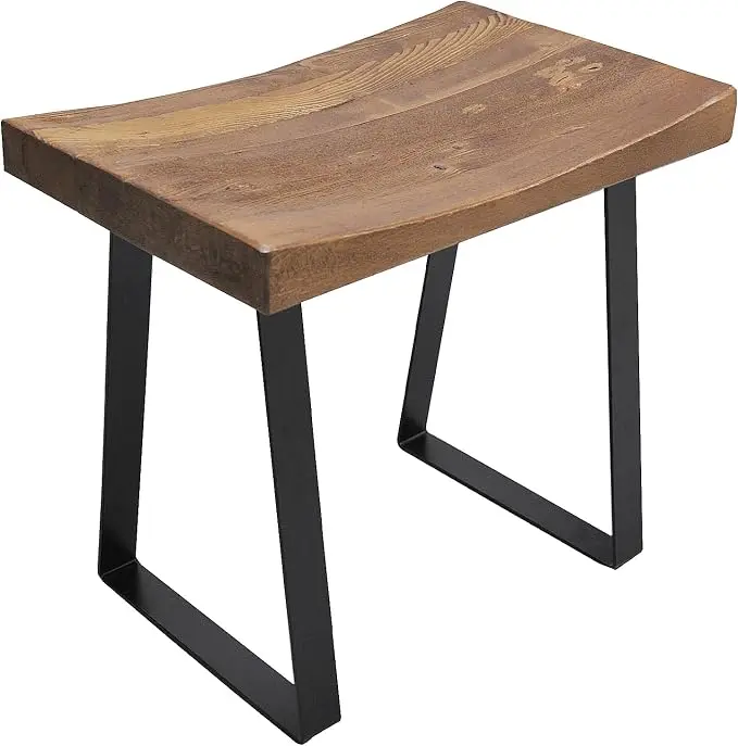 Home Soft Things Natural Reclaimed Pine Wood Tile Shape Entryway Bench