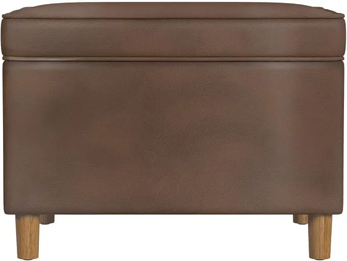 HomePop - Dinah 24" Storage Ottoman- Brown Faux Leather