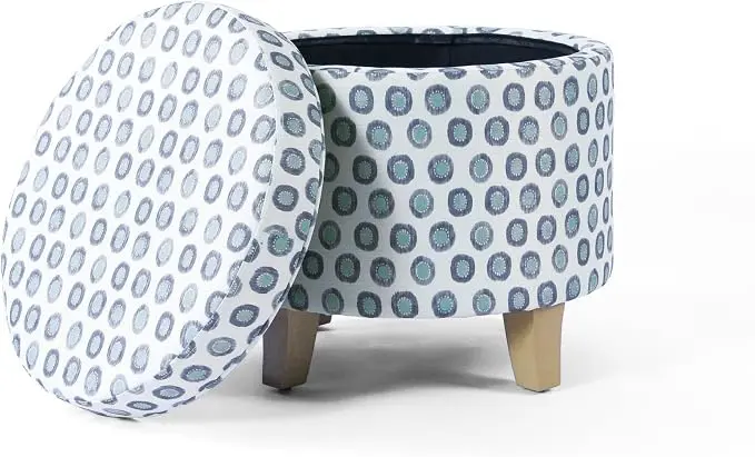 HomePop Upholstered Round Storage Ottoman|Homepop Home Décor|Upholstered Round