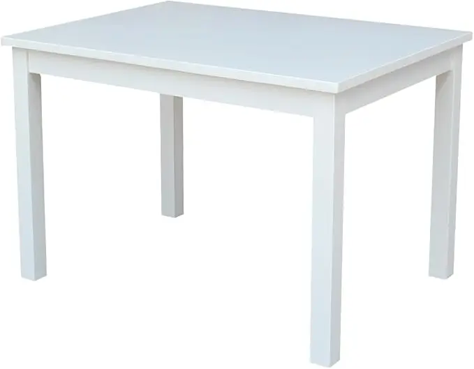 HomeStock Asian Aesthetics Table in Linen White, Made from Solid Parawood