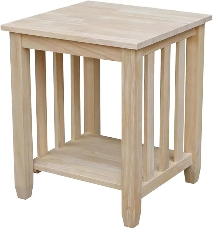 HomeStock Asian Tall End Table, Solid Parawood, 32 lbs, Butcher Block Surface