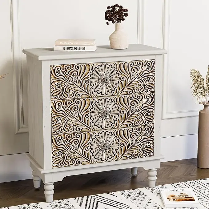 HOMPUS Farmhouse 3-Drawer Dresser