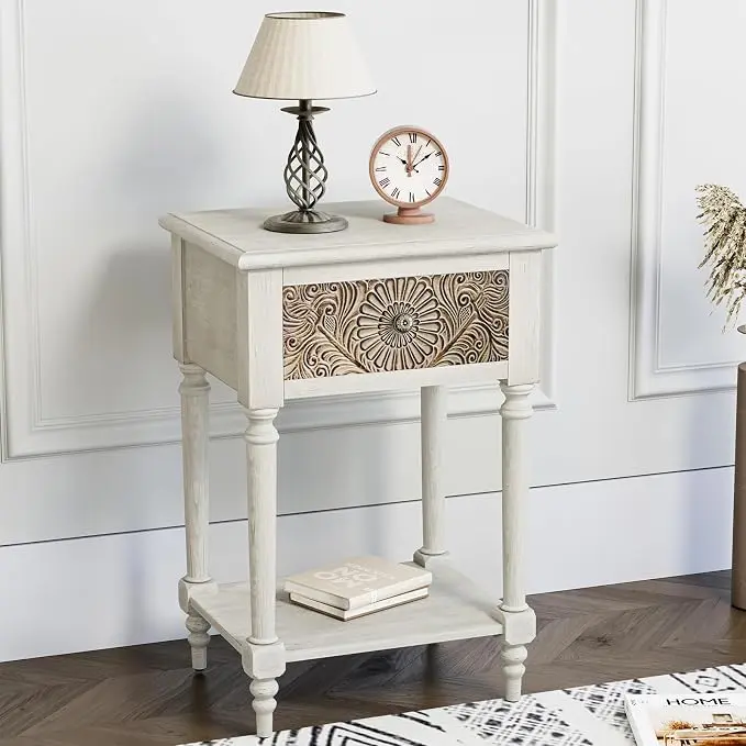 HOMPUS Fully Assembled Farmhouse Nightstand