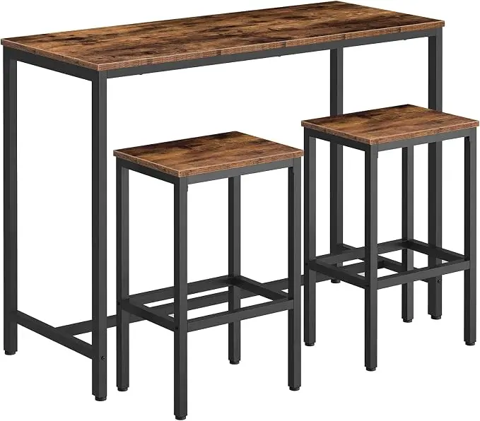HOOBRO Bar Table and Chairs Set, 47.2” Rectangular Pub Table