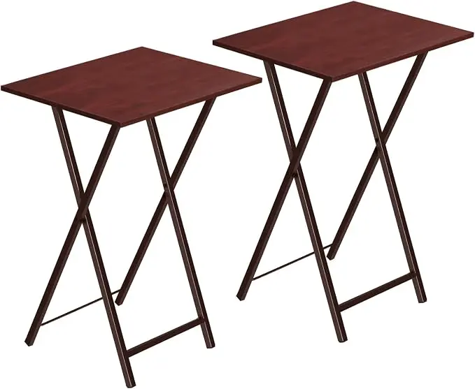 HOOBRO Folding TV Tray Tables, Industrial Snack Tables