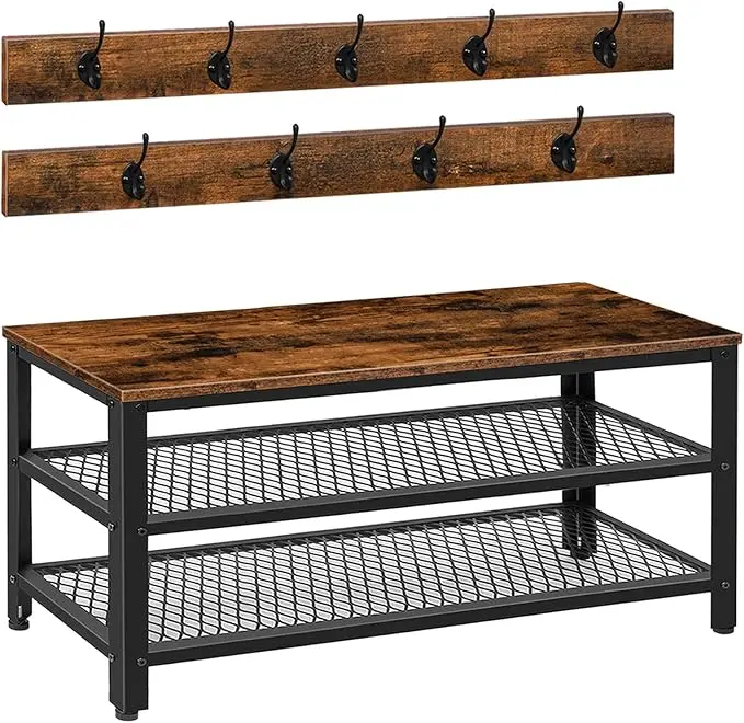 HOOBRO Hall Tree Entryway Storage Bench, Coat Rack Shoe Bench, Shoe Rack