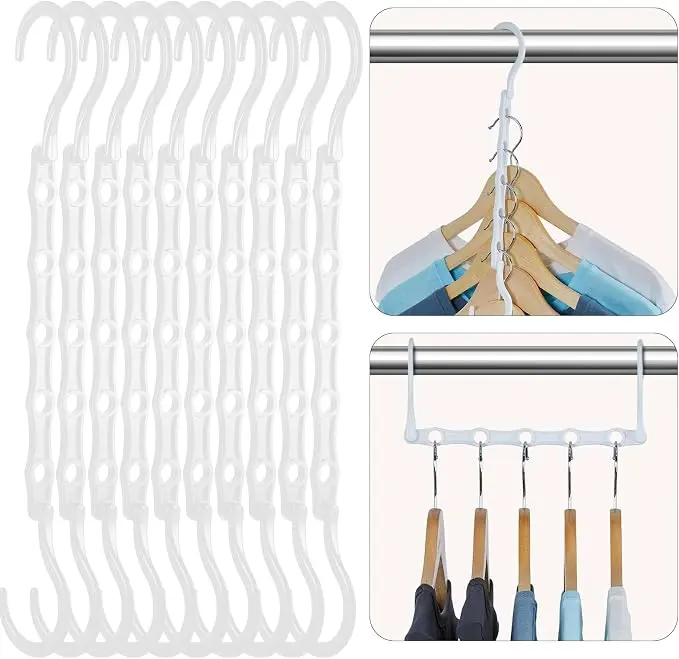 HOUSE DAY White Magic Plastic Hangers Space Saving Organizers and Storage