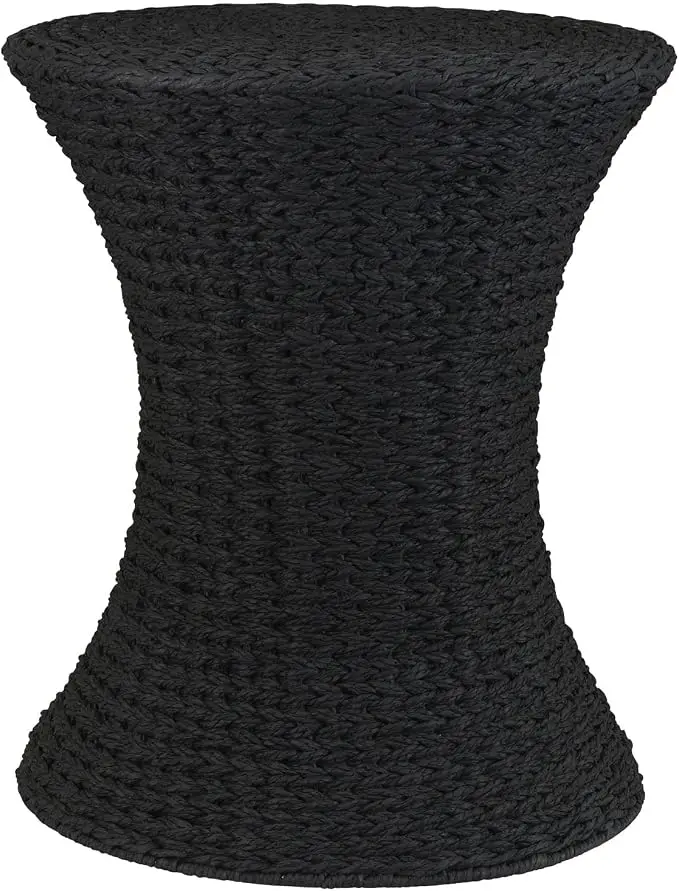 Household Essentials Black Paper Rope Hourglass Side Table