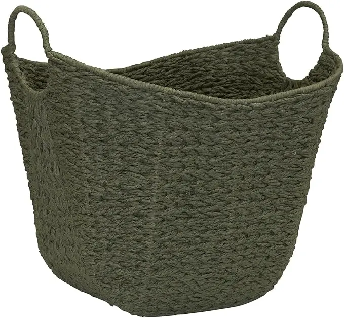 Household Essentials Natural Woven Wicker Storage Basket with Handles