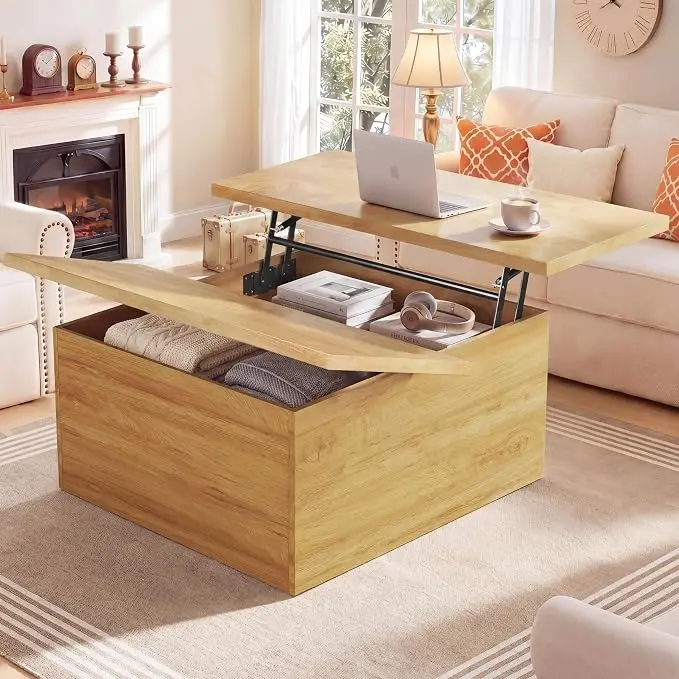 HUAHUU Lift Top Coffee Table, 4 in 1 Square Coffee Table