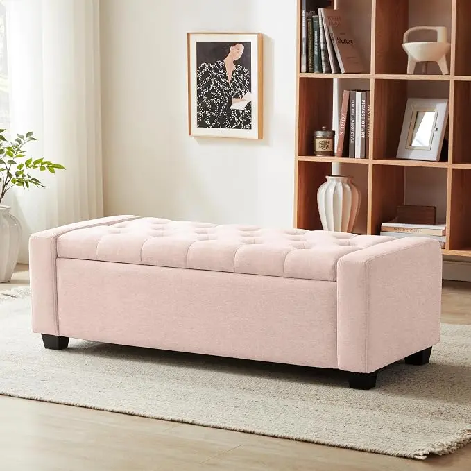 Huatean Home 48" Ottoman with Storage, Upholstered Entryway Bench with Seating