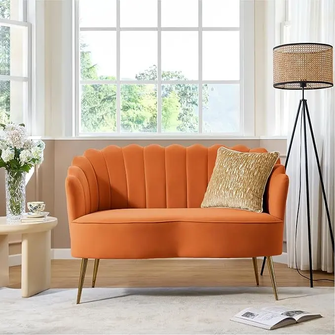 HULALA HOME Modern Velvet Loveseat Sofa