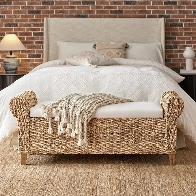 HULALA HOME Rattan Storage Bench