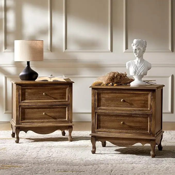 HULALA HOME Solid Wood End Tables Set of 2