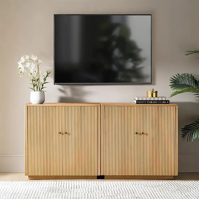 HULALA HOME Solid Wood Sideboard Buffet Cabinet Set of 2