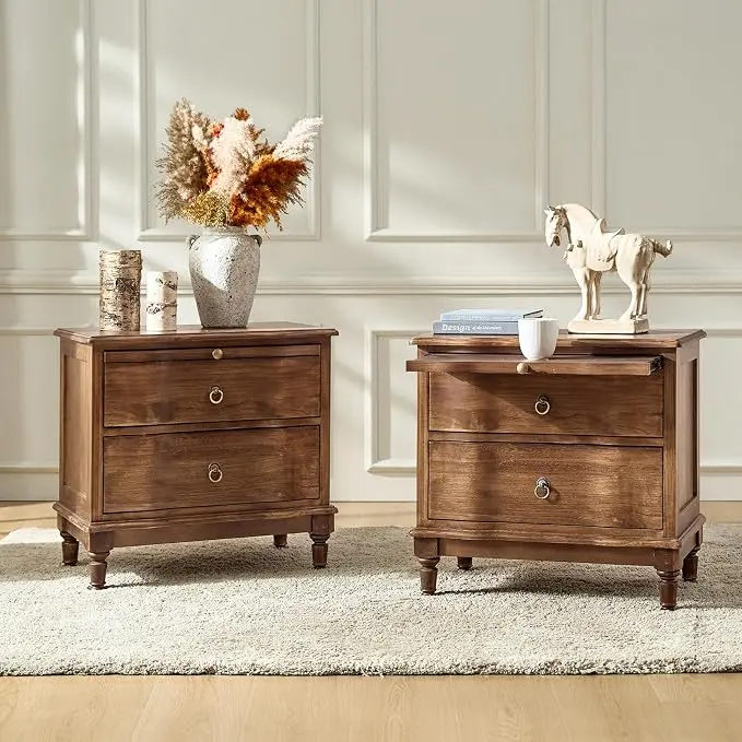 HULALA HOME Solid Wood Storage End Tables