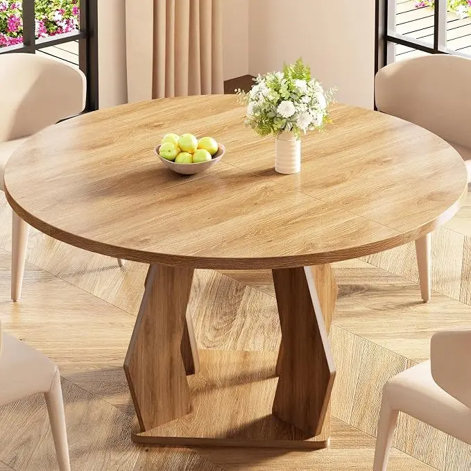 IBF Round Dining Table for 4-6 People, 47 Inches Dining Room Table