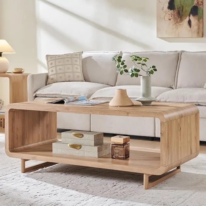 IFGET 48" Modern Coffee Table, 2-Tier Minimalist Center Table