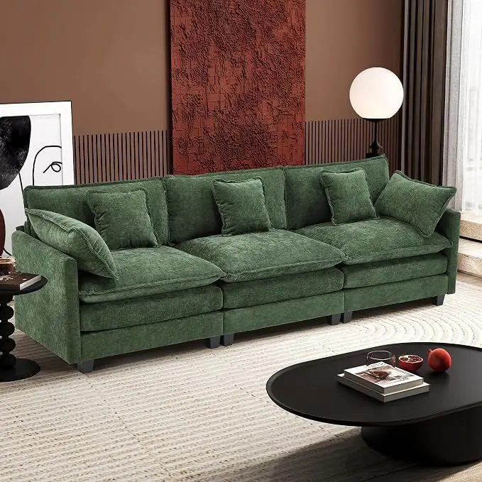 Ihanherry 111.4 Inch 3-Seater Cloud Sofa, Modular Sectional Couch, Modern Deep